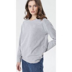 Ciemnoszara Bluza Onisall. Szare bluzy damskie Born2be, xl, bez wzorów, z jeansu, z długim rękawem, długie, bez kaptura. Za 69,99 zł.