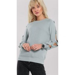 Jasnozielony Sweter Sandhurst. Zielone swetry damskie Renee, s, z aplikacjami, prążkowane, casualowe, bez rękawów, długie, bez kaptura. Za 79,99 zł.