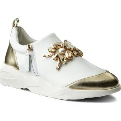 Sneakersy LORIBLU - 8E A83306 AA Nappa Oro/Agnell.Bianco/S. Białe półbuty damskie marki Loriblu, na co dzień, z aplikacjami, ze skóry, bez obcasa, na płaskiej podeszwie, bez zapięcia. W wyprzedaży za 1239,00 zł.