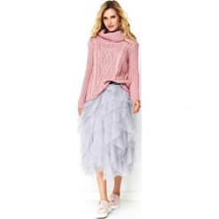 Spódnica tiulowa midi szara. Szare spódniczki damskie e-margeritka.pl, s, bez wzorów, z tkaniny, eleganckie, krótkie, midi, dopasowane. Za 198,99 zł.