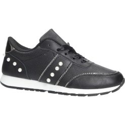 Czarne buty sportowe z perełkami wiązane wstążką Casu C928-30. Czarne buty sportowe damskie Casu. Za 49,99 zł.