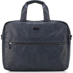 Torba na laptopa. Niebieskie torby męskie skórzane Wittchen, w paski, ze skóry ekologicznej, małe. W wyprzedaży za 169,90 zł.