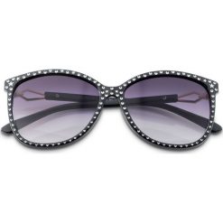 Okulary przeciwsłoneczne z ćwiekami bonprix czarno-srebrny kolor. Czarne okulary przeciwsłoneczne damskie aviatory bonprix. Za 34,99 zł.