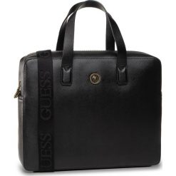 Torba na laptopa GUESS - King HMKING P0314 BLA. Czarne torby męskie skórzane Guess, z aplikacjami, ze skóry ekologicznej. Za 679,00 zł.