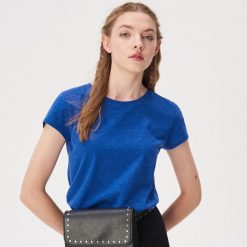 Gładki t-shirt basic - Niebieski. Niebieskie t-shirty damskie Sinsay, s, bez wzorów, bez kołnierzyka. Za 9,99 zł.