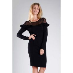 Sukienka w kolorze czarnym. Czarne sukienki damskie Moda na kolor, xs, bez wzorów, z okrągłym kołnierzem, bez rękawów, midi. W wyprzedaży za 129,95 zł.