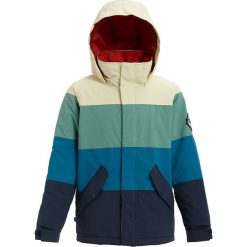 Kurtka snowboardowa "Symbol" w kolorze granato-miętowo-morskim. Niebieskie kurtki chłopięce marki Burton Kids. W wyprzedaży za 242,95 zł.
