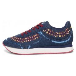 Desigual Tenisówki Damskie Galaxy Exotic Denim 39 Ciemnoniebieskie. Szare trampki i tenisówki damskie Desigual, bez wzorów, z materiału, bez zapięcia. W wyprzedaży za 216,00 zł.