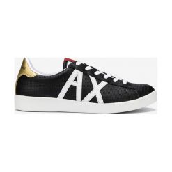 Armani Exchange Tenisówki Czarny. Czarne trampki męskie Armani Exchange, bez wzorów, ze skóry, bez zapięcia. Za 550,95 zł.