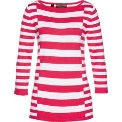 Sweter bonprix biało-różowy hibiskus. Białe swetry klasyczne damskie bonprix. Za 37,99 zł.