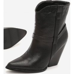 Czarne Kowbojki Girraween. Czarne botki damskie Born2be, ze skóry, za kostkę, na wysokim obcasie, na obcasie, z paskami. Za 159,99 zł.