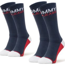 Zestaw 2 par wysokich skarpet męskich TOMMY JEANS - 100000400 Navy 002. Niebieskie skarpetki męskie Tommy Jeans, bez wzorów, z elastanu. Za 59,00 zł.