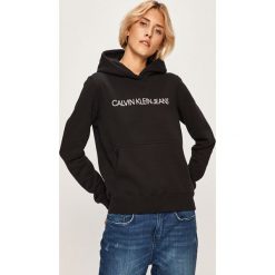 Calvin Klein Jeans - Bluza. Brązowe bluzy damskie Calvin Klein Jeans, s, z nadrukiem, z jeansu, bez rękawów, z kapturem. Za 449,90 zł.