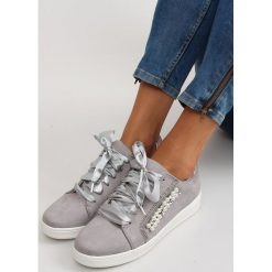 Buty sportowe z perełkami 7173 Grey. Szare buty sportowe damskie obuwie damskie, z satyny. Za 40,17 zł.