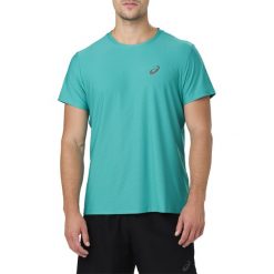 KOSZULKA Asics Short Sleeve Top M Zielono-Niebieska. Niebieskie koszulki sportowe męskie marki Asics, m, z syntetyku. Za 69,99 zł.