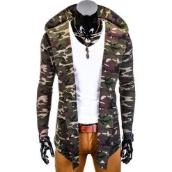 BLUZA MĘSKA Z KAPTUREM NARZUTKA B703 - KHAKI/MORO. Brązowe bluzy męskie rozpinane marki Ombre Clothing, m, moro, z bawełny, z kapturem. Za 79,00 zł.