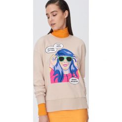 Bluza z grafiką - Kremowy. Białe bluzy damskie Sinsay, s, bez wzorów, bez rękawów, bez kaptura. W wyprzedaży za 29,99 zł.