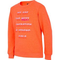 Bluza dla dużych dzieci (dziewcząt) JBLD204 - pomarańcz neon. Czerwone bluzy dziewczęce 4F JUNIOR, bez wzorów, z materiału, bez rękawów, bez kaptura. W wyprzedaży za 39,99 zł.