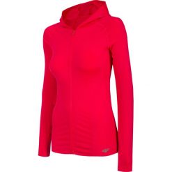 Bluza treningowa damska BLDF301 - czerwony. Czerwone bluzy damskie 4f, bez wzorów, z dzianiny, bez rękawów, z kapturem. W wyprzedaży za 99,99 zł.
