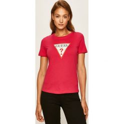 Guess Jeans - T-shirt. Bluzki damskie Guess Jeans, s, z nadrukiem, z bawełny, casualowe, z okrągłym kołnierzem, z krótkim rękawem. Za 179,90 zł.