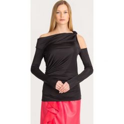 BLUZKA SERENA pinko. Czarne bluzki damskie Pinko, s, bez wzorów, z wiskozy, z asymetrycznym kołnierzem, bez rękawów. Za 486,00 zł.