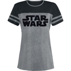 Star Wars Logo Koszulka damska odcienie szarego/czarny. Czarne bluzki na imprezę Star Wars, l, z motywem z bajki, retro, z okrągłym kołnierzem. Za 79,90 zł.