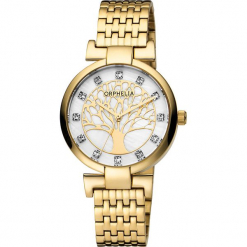 Zegarek kwarcowy w kolorze perłowobiało-złotym. Żółte, analogowe zegarki damskie Esprit Watches, ze stali. W wyprzedaży za 204,95 zł.