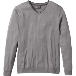 Swetry klasyczne męskie: Sweter z kaszmirem i dekoltem w serek, Regular Fit bonprix dymny szary