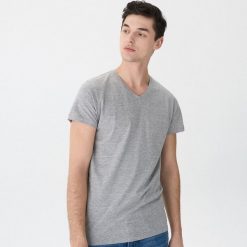 T-shirt basic - Szary. Szare t-shirty męskie House, xl, bez wzorów, bez kołnierzyka. Za 25,99 zł.