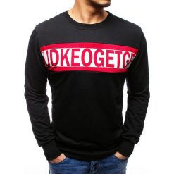 Bluzy męskie: Bluza męska z nadrukiem czarna (bx3505)