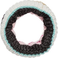 Szaliki damskie: Szal-koło w kolorze czarno-biało-turkusowym – 60 x 32 cm