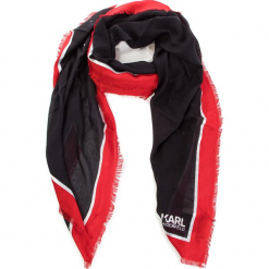 Chusta KARL LAGERFELD - 86KW3314 Black/Red Apple. Czarne chusty damskie KARL LAGERFELD, z kaszmiru. Za 429,00 zł.