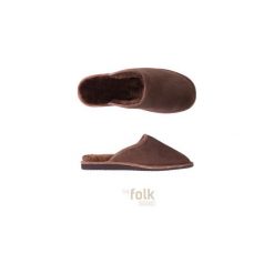 The Shoes No. 8 Klapki męskie ze skóry owczej. Pomarańczowe kapcie męskie marki The folk brand, ze skóry. Za 109,00 zł.