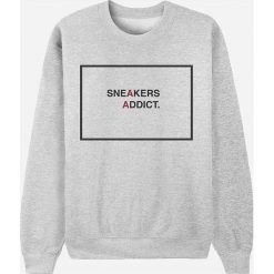 Bluza "Sneakers Addict" w kolorze jasnoszarym. Szare bluzy męskie Wooop, s, z nadrukiem, z okrągłym kołnierzem, bez rękawów, bez kaptura. W wyprzedaży za 87,95 zł.