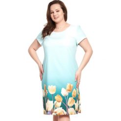 Miętowa sukienka Berta z borderem XXL OVERSIZE. Zielone sukienki damskie Moda Size Plus Iwanek, na lato, s, bez wzorów, z elastanu, bez kołnierzyka, bez rękawów, oversize. Za 149,00 zł.