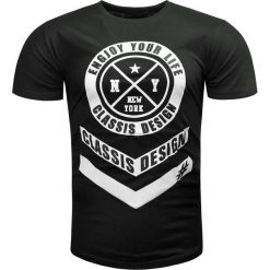 Koszulka męska t-shirt czarny Recea. Czarne koszulki męskie Recea, xl, z nadrukiem, z bawełny, klasyczne, bez kołnierzyka. Za 24,99 zł.