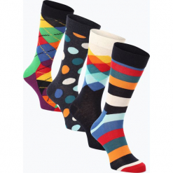 Happy Socks - Skarpety męskie pakowane po 4 szt., niebieski. Niebieskie skarpetki męskie Happy Socks, w paski. Za 149,95 zł.