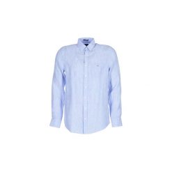 Koszule z długim rękawem Gant THE LINEN PINSTRIPE REG. Niebieskie koszule męskie GANT, s, bez wzorów, bez kołnierzyka, z długim rękawem. Za 487,20 zł.