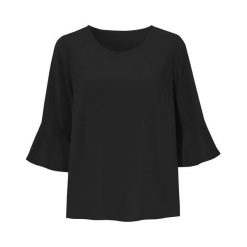 Cellbes Bluzka czarny female czarny 38/40. Czarne bluzki damskie Cellbes, bez wzorów, z tkaniny, z falbankami, bez rękawów. W wyprzedaży za 69,00 zł.