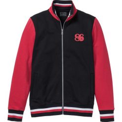 Bluza rozpinana Slim Fit bonprix czarno-czerwony. Czerwone bluzy męskie bonprix, s, bez wzorów, bez kołnierzyka, bez rękawów, bez kaptura. Za 59,99 zł.