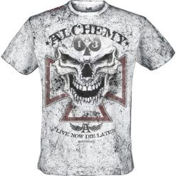Alchemy England Reaper Cross T-Shirt biały. Białe t-shirty męskie marki Alchemy England, xxl, z napisami, z okrągłym kołnierzem. Za 79,90 zł.
