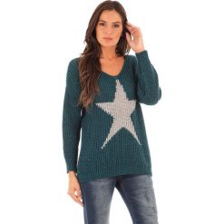 Swetry klasyczne damskie: Sweter w kolorze morskim