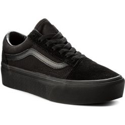 Tenisówki VANS - Old Skool Platfor VN0A3B3UBKA Black/Black. Czarne półbuty damskie Vans, bez wzorów, ze skóry, bez obcasa, na płaskiej podeszwie, bez zapięcia. W wyprzedaży za 289,00 zł.