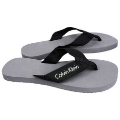 Calvin Klein Męska Japonki Ff Parciany Sandały Km0Km00207 (Rozmiar L). Szare kapcie męskie Calvin Klein, bez wzorów. W wyprzedaży za 111,00 zł.