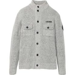 Sweter rozpinany ze stójką bonprix jasnoszary melanż. Szare swetry męskie bonprix, s, bez wzorów. Za 129,99 zł.