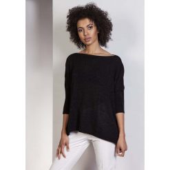 Czarny Oversizowy Sweter z Metaliczną Nitką. Czarne swetry damskie marki Molly.pl, s, bez wzorów, bez rękawów, bez kaptura. Za 154,90 zł.