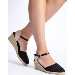 Buty damskie: Czarne espadryle damskie na koturnie QUIOSQUE