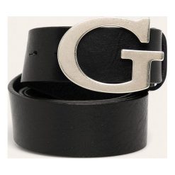 Guess Jeans - Pasek skórzany. Czarne paski męskie Guess Jeans, w paski, z jeansu. Za 259,90 zł.