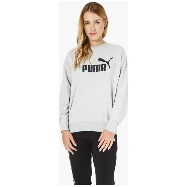 Puma Bluza Ess Logo Crew Tr , szary, rozmiar M. Szare bluzy damskie Puma, s, bez wzorów, z bawełny, bez rękawów, bez kaptura. W wyprzedaży za 129,99 zł.