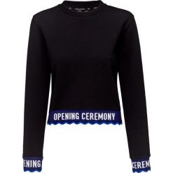 Bluza OPENING CEREMONY. Czarne bluzy damskie Opening Ceremony, bez wzorów, z dzianiny, z krótkim rękawem, krótkie, bez kaptura. W wyprzedaży za 618,00 zł.